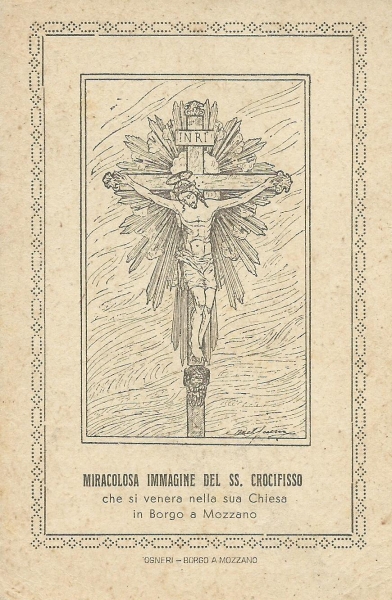 Un disegno del SS. Crocifisso eseguito da Ubaldo Del Guerra