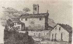 La chiesa di Oneta in un disegno del 1850